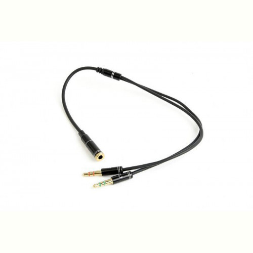 Аудіо-кабель Cablexpert (CCA-418M) 3.5 mm 4-pin-2х3.5 mm stereo, 0.2м, чорний