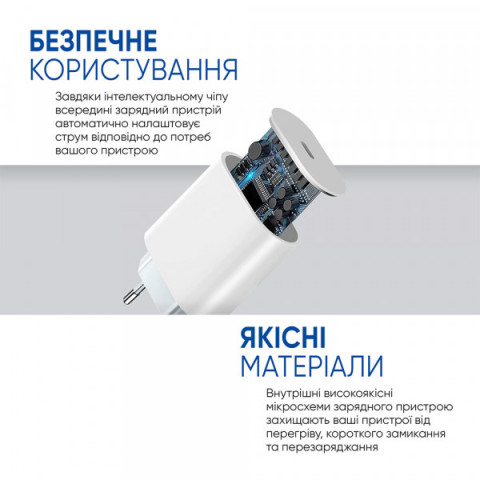 Зарядний пристрій ArmorStandart AMHJ83 20W USB-C White + кабель USB-C to Lightning (ARM77724)