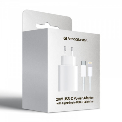 Зарядний пристрій ArmorStandart AMHJ83 20W USB-C White + кабель USB-C to Lightning (ARM77724)