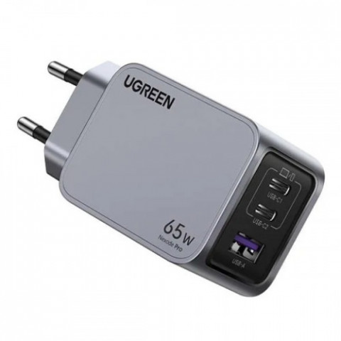 Зарядний пристрій Ugreen Nexode Pro X755 65W GaN (2хUSB-C+USB-A) Gray (25871)