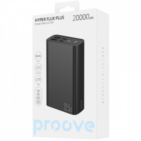 Універсальна батарея Proove Hyper Flux Plus 20000mAh (22.5W) Black (PBF222120001) Купити в Україні