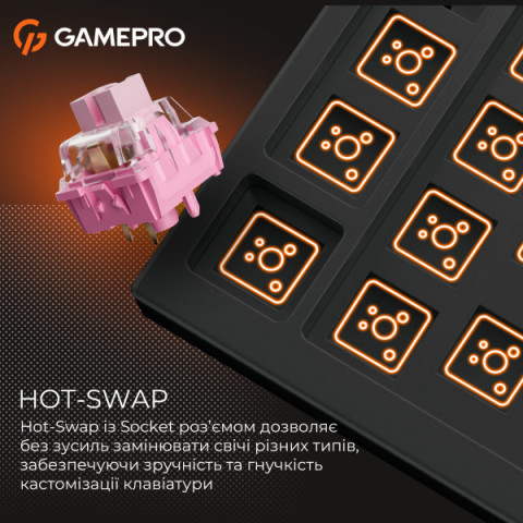 Дротова механічна клавіатура GamePro MK160 V2 Warden QLAB Sakura Black (MK160-V2-B-QS) Купити в Україні