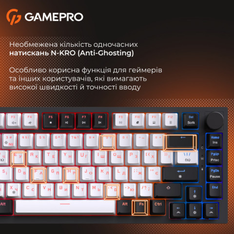 Дротова механічна клавіатура GamePro MK160 V2 Warden QLAB Sakura Black (MK160-V2-B-QS) Купити в Україні