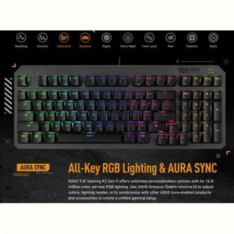 Клавiатура Asus TUF Gaming K3 Gen II Opti-Mech RGB 97key Switches ABS Black (90MP0390-BKMA00)
