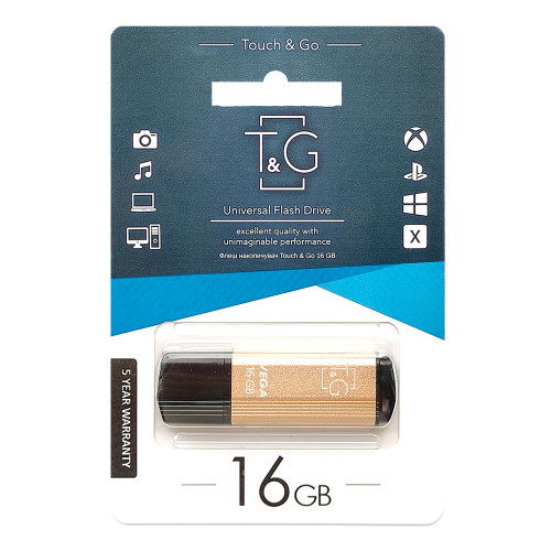 Флеш-накопичувач USB 16GB T&G 121 Vega Series Gold (TG121-16GBGD)