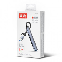 Концентратор СolorWay USB-A/USB-C 4-в-1 USB2.0х2/USB3.0/USB-C2.0 (CW-HUB06)