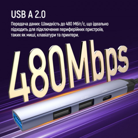 USB-хаб СolorWay USB Type-A/USB Type-C 4-в-1 (CW-HUB06)