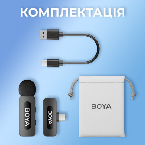 Бездротовий петличний мікрофон BOYA BY-V10 Type-C Black Купити в Україні