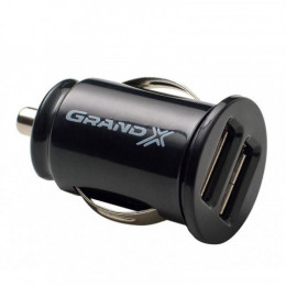 Автомобільний зарядний пристрій Grand-X (2xUSB 2.1A) Black (CH-02)