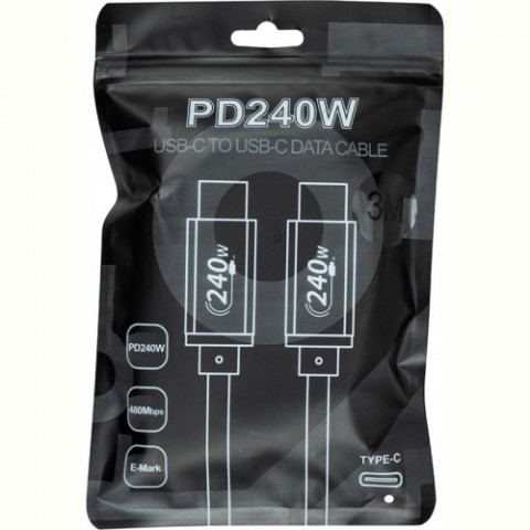 Кабель San Guan USB Type-C - USB Type-C (M/M) PD 240W, 3 м, Black (CA914128)