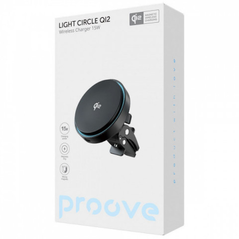 Автомобільний тримач з Бездротовим ЗП Proove Light Circle Qi2 15W black Купити в Україні