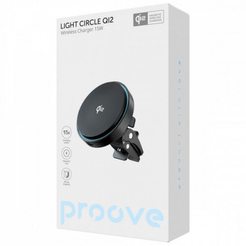 Автомобільний тримач з Бездротовим ЗП Proove Light Circle Qi2 15W black Купити в Україні