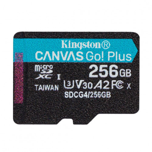 Карта пам`яті MicroSDXC 256GB UHS-I/U3 Class 10 Kingston Canvas Go! Plus R200/W160MB/s (SDCG4/256GBSP)