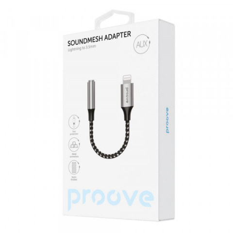 Перехідник AUX Proove SoundMesh Lightning to 3.5mm gray Купити в Україні