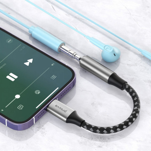 Перехідник AUX Proove SoundMesh Lightning to 3.5mm gray Купити в Україні