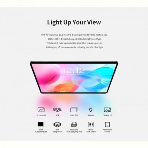 Планшетний ПК Teclast M40 Air 8/128GB 4G Dual Sim Space Gray (TLA001/KS10/TL-102783) з чохлом