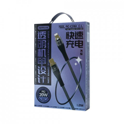 Кабель Remax RC-C061 Explore USB Type-C - Lightning (M/M), 20W, 1.2 м, Black (6954851206712)