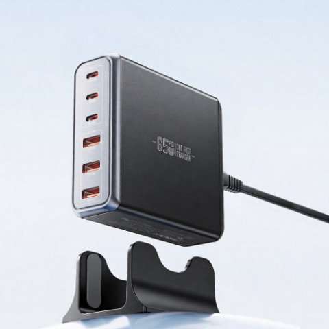 Мережевий зарядний пристрій Essager Engine 85W GaN (3xUSB-A, 3xUSB-C) Black (EZC85W-SXB0G-Z)
