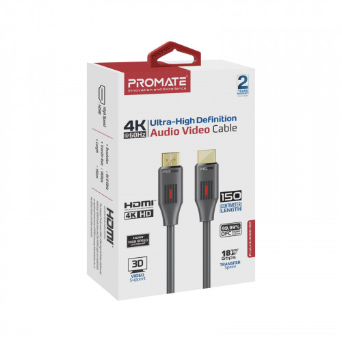 Кабель Promate ProLink HDMI - HDMI v.2.0 (M/M), 1.5 м, Black (prolink4k60-150)