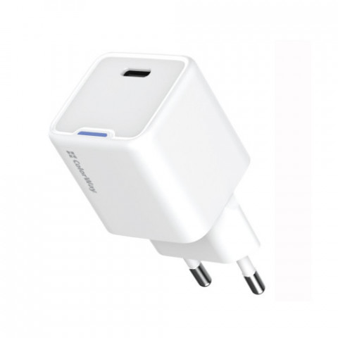 Мережевий зарядний пристрій ColorWay GaN Mini 35W PD Port PPS USB-C White (CW-CHS056PD-WT)