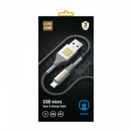 Кабель Luxe Cube Armored USB-microUSB, 1м, сірий (8886668686105)