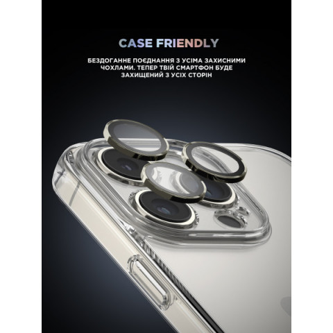 Захисне скло для камери ArmorStandart Supreme Black Icon для iPhone 15 Pro/15 Pro Max Natural Titanium (ARM76592)