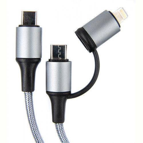 Кабель Dengos USB-C-USB Type-C/Lightning 1м Grey (NTK-TC-TCL-GREY)