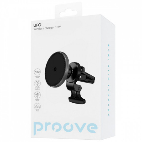 Автомобільний тримач з Бездротовим ЗП Proove UFO 15W black Купити в Україні