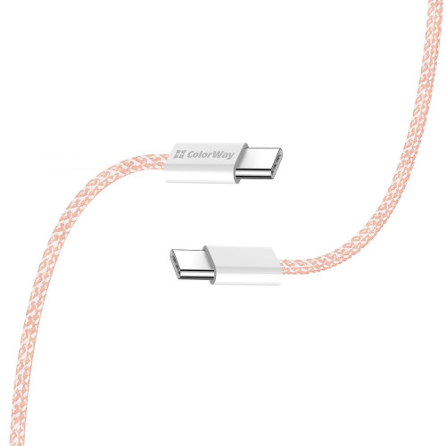 Кабель ColorWay USB Type-C + USB Type-C (M/M), 3.0 А, 1 м, Pink (CW-CBPDCC061-P)