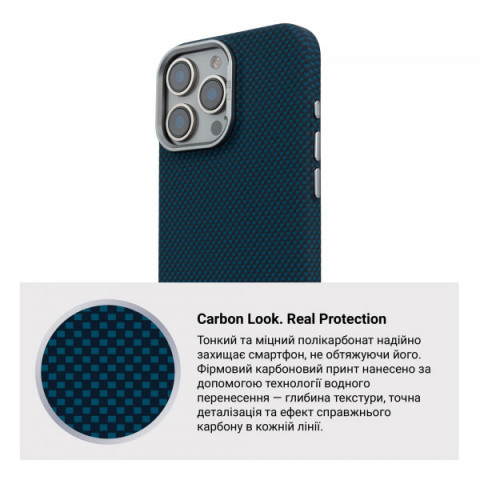 Чохол ArmorStandart LikeCarbon2 MagCase для Apple iPhone 16 Pro Kevlar Dark Blue (ARM88594)