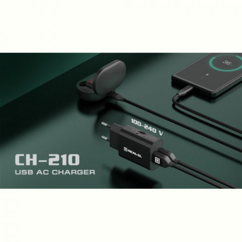 Кабель REAL-EL Premium Fabric USB - USB Type-C (M/M), 2 м, Black (EL123500047)