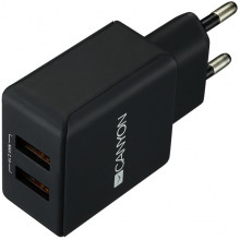 Мережевий зарядний пристрій Canyon CNE-CHA03B (2USB, 2.1A) Black