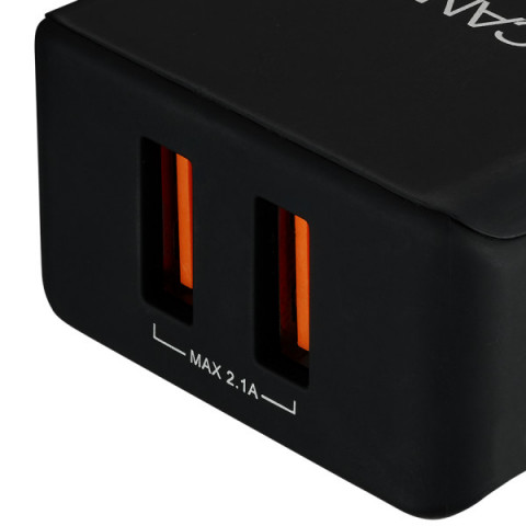 Мережевий зарядний пристрій Canyon CNE-CHA03B (2USB, 2.1A) Black
