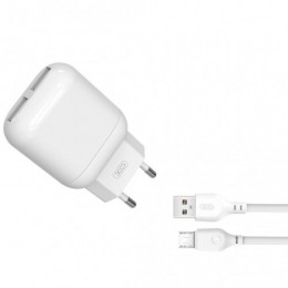 Мережевий зарядний пристрій XO L78 (2USBх2.4A) White (L78-M-WH) + кабель microUSB