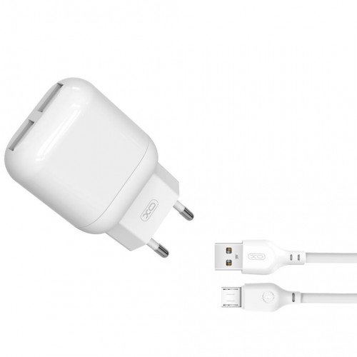 Мережевий зарядний пристрій XO L78 (2USBх2.4A) White (L78-M-WH) + кабель microUSB