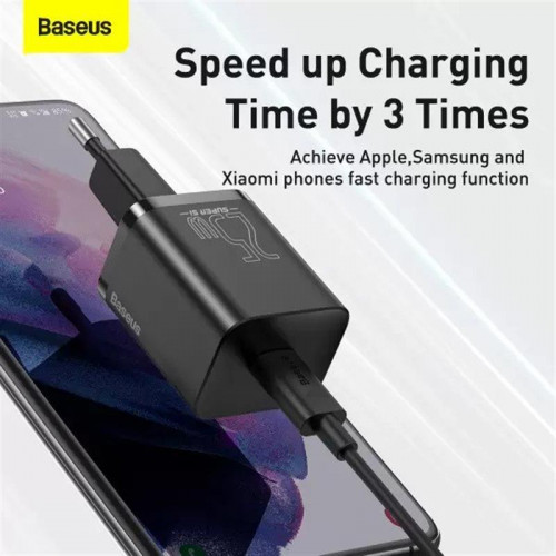 Мережевий зарядний пристрій Baseus Super Si Quick Charger 1C (1USB-C) 25W Black (CCSP020101)