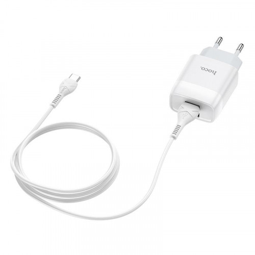 Зарядний пристрій Hoco C73A Glorious (2USB, 2.4А) White (6931474713070) + кабель Type-C