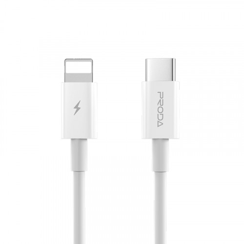 Кабель Proda PD-B27i USB-C-Lightning, 1м, White