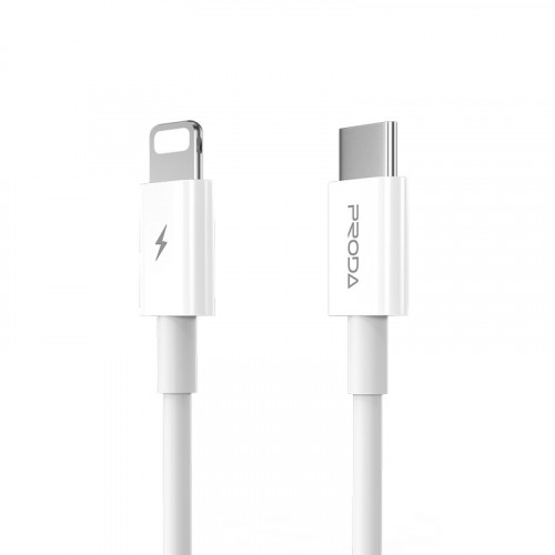 Кабель Proda PD-B27i USB-C-Lightning, 1м, White