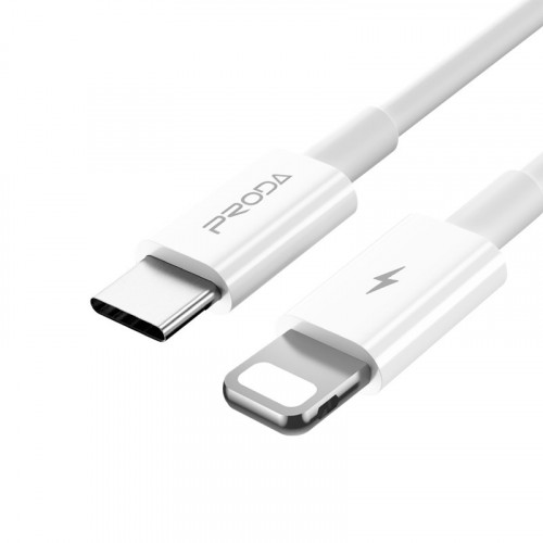 Кабель Proda PD-B27i USB-C-Lightning, 1м, White