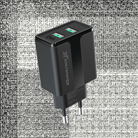 Мережевий зарядний пристрій Grand-X CH-15B (2xUSB 2.4A) Black