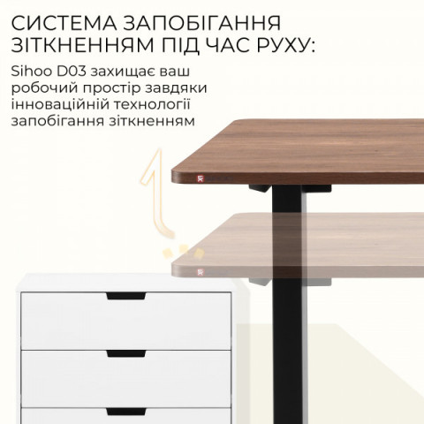 Комп’ютерний стіл з електрорегулюванням висоти Sihoo D03 1.4m Walnut/Black (D03-104/D03-108) Купити в Україні