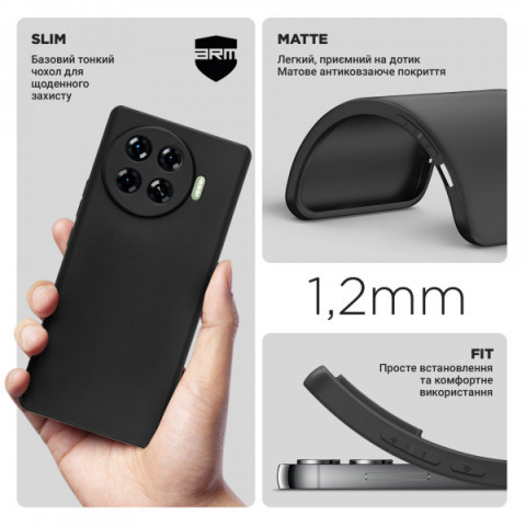 Чохол ArmorStandart Matte Slim Fit для Tecno Spark 20 Pro+ (KJ7) Camera cover Black (ARM75493)