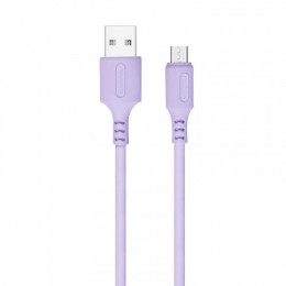 Кабель ColorWay USB-microUSB, soft silicone, 2.4А, 1м, Purple (CW-CBUM044-PU)