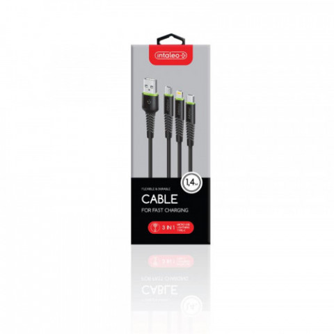 Кабель Intaleo CBFLEXU1 USB-Micro/Lightning/Type-C 1.4м Black (1283126487521)