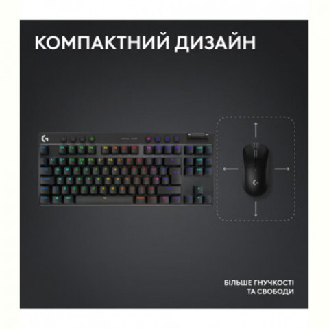 Клавiатура бездротова Logitech G PRO X TKL Lightspeed Black Tactile (920-012136)