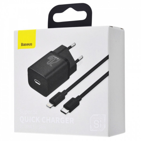 МЗП Baseus Super Silicone Quick Charger 20W (Type-C) + With Cable Type-C to Lightning white Купити в Україні