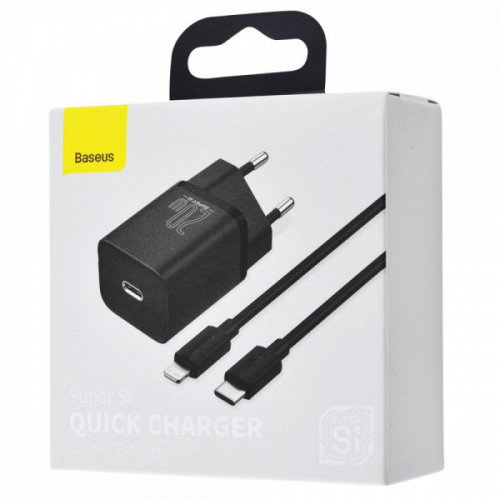 МЗП Baseus Super Silicone Quick Charger 20W (Type-C) + With Cable Type-C to Lightning white Купити в Україні