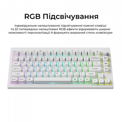Клавіатура бездротова Keychron V1 Ultra Keychron Red Switch White RGB (V1U-F1-UA) Купити в Україні