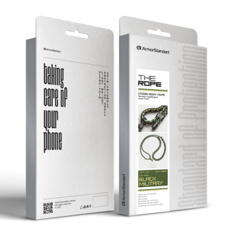 Ремінець для смартфону ArmorStandart Rope Black Military with Clear holder (ARM76092)